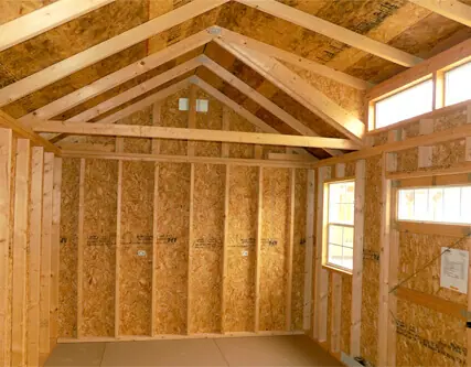 Dormer shed interior view end wall